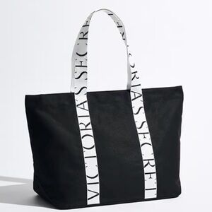 Victoria's Secret Black Tote with White Straps